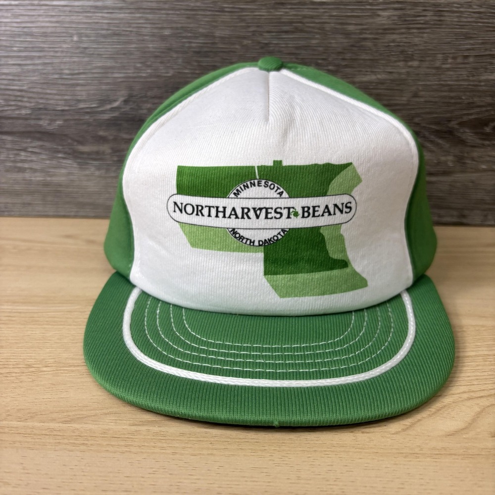 Vintage Northarvest Beans Hat Cap Snap Back Green Foam Front MN ND Mens 90s